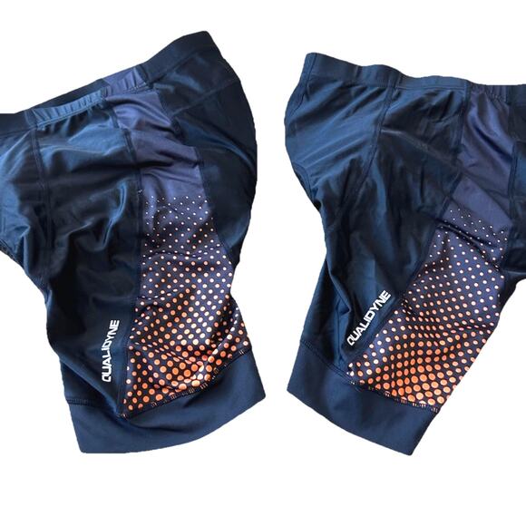 2* Qualidyne Mens Large Cycling Shorts Black 3D Padded Riding Polyamide Lot Of 2 - Picture 1 of 7